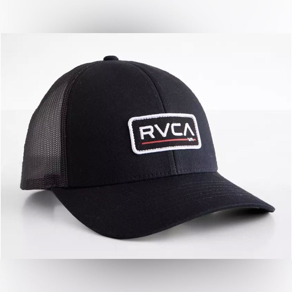 RVCA Ticket III Black Mesh Trucker Hat with Patch Logo